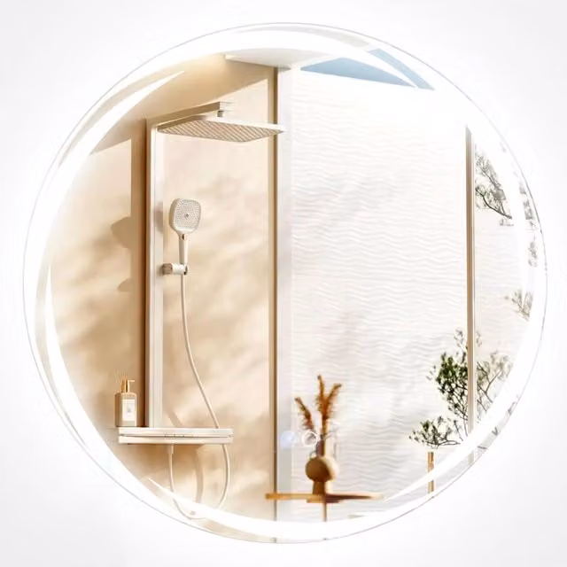 Specchio da bagno quadrato Design In con LED dimmerabili a 3 colori, interruttore a sfioramento e funzione anti-appannamento, colore argento, L: 60 cm, H: 60 cm