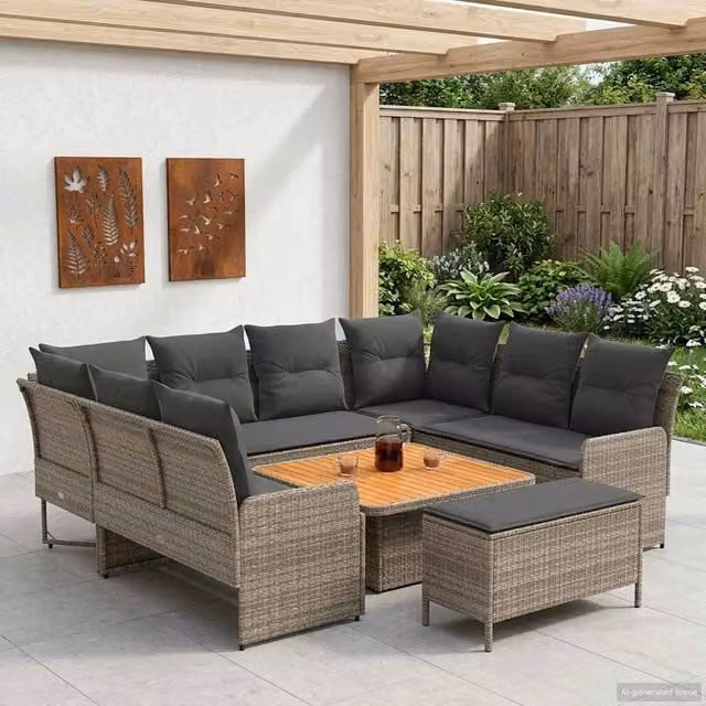 Set di Mobili 7 pz Grigio e Grigio Scuro Rattan in PE 3422190