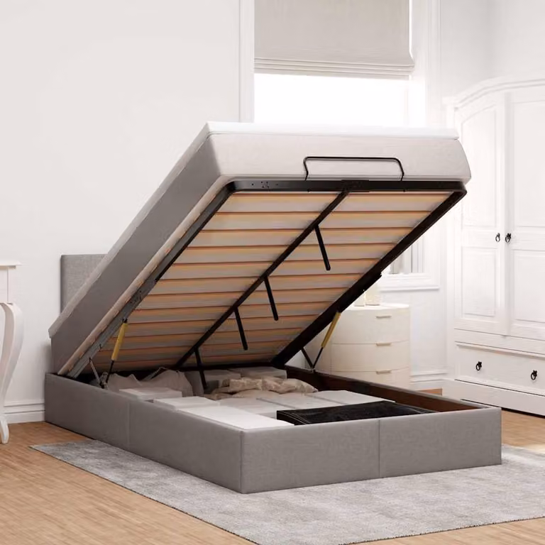 vidaXL Struttura Letto con Materasso e Base a Sollevamento in Tessuto, L/P/H: 120 x 200 cm