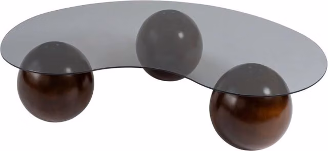 Tavolino in vetro "Sphere" - 120 x 70 x 30 cm - Marrone