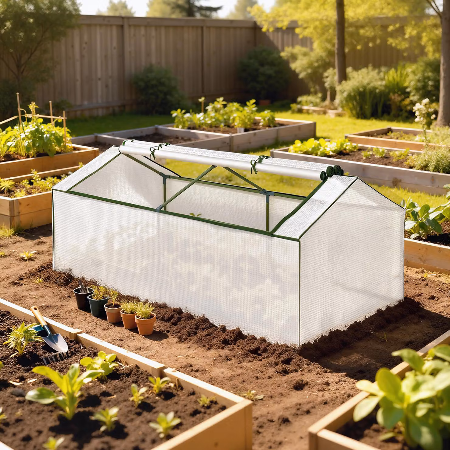 Serra Outsunny con finestra in pellicola a rete PE resistente per l'inverno, colore Bianco, L 180 cm x P 90 cm x H 70 cm – 2