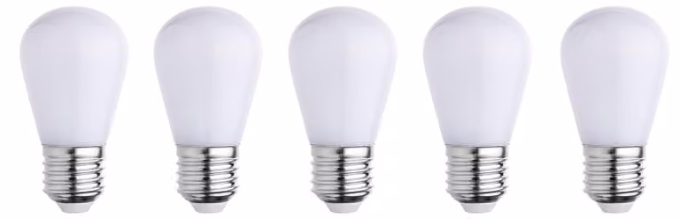 Set di 5 lampade da festa a LED, luce bianca fredda, attacco E27, 7 cm, 100 lumen