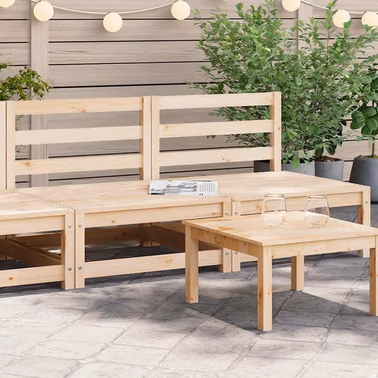 Set di 2 divani da giardino senza braccioli vidaXL in legno di pino massello, L/P/H: 70 x 70 x 67 cm