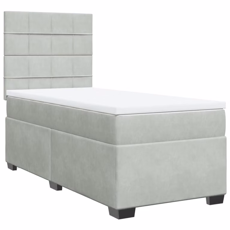 Giroletto a Molle con Materasso Grigio Chiaro 100x200cm Velluto
