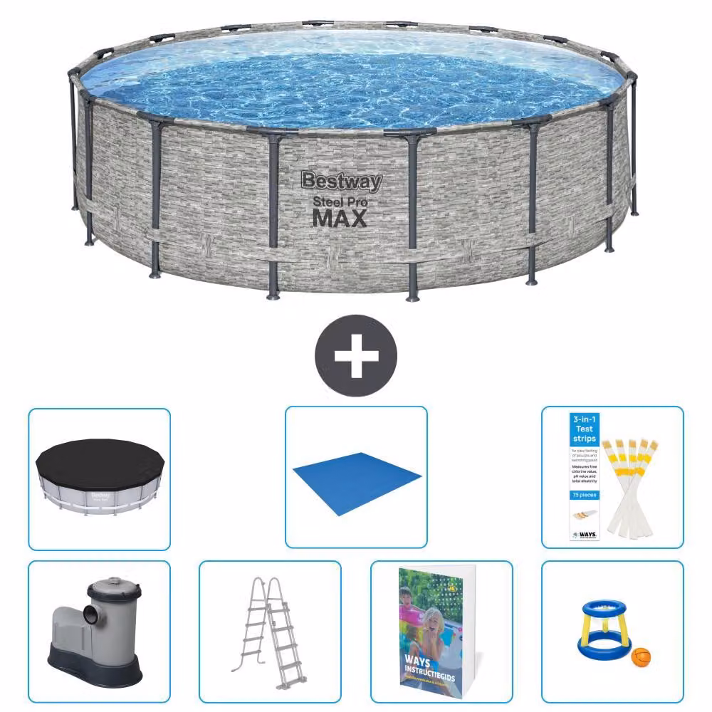 Piscina gonfiabile Bestway Steel Pro MAX, rotonda, 488x122 cm, composta da 6 parti, modello S568