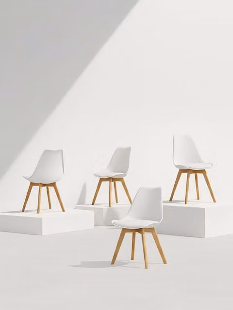 Set di 4 sedie in stile scandinavo bianche con struttura in legno di faggio Kenay Home
