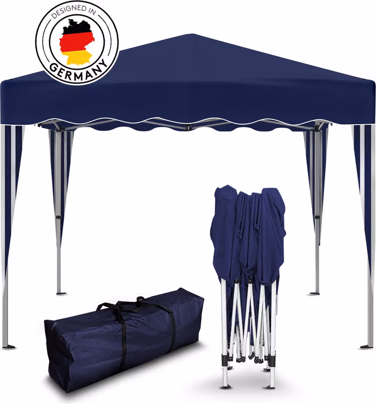 Gazebo pieghevole 3x3 m senza pareti laterali - Blu - impermeabile - Gazebo da giardino, protezione UV 50+