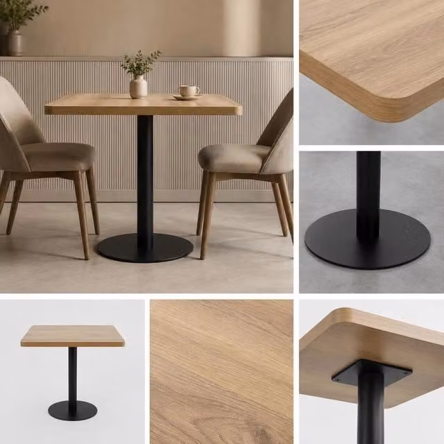 Bistro Table, Light Brown, 80x80 Cm, MDF