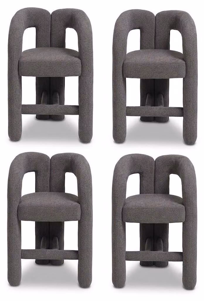 Set di sgabelli da bar, design moderno, grigio, scultorei, monolitici, armoniosi