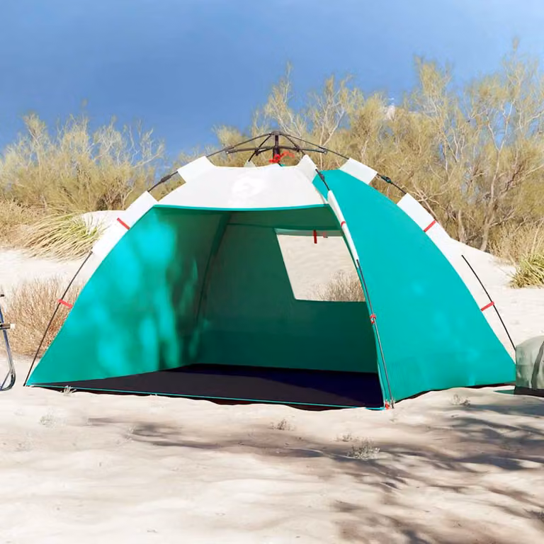 vidaXL Tenda da Spiaggia per 2 Persone Verde Impermeabile in Poliestere