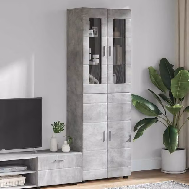 Credenza FLORIN 60 x 35 x 182 cm Grigio cemento 3397917