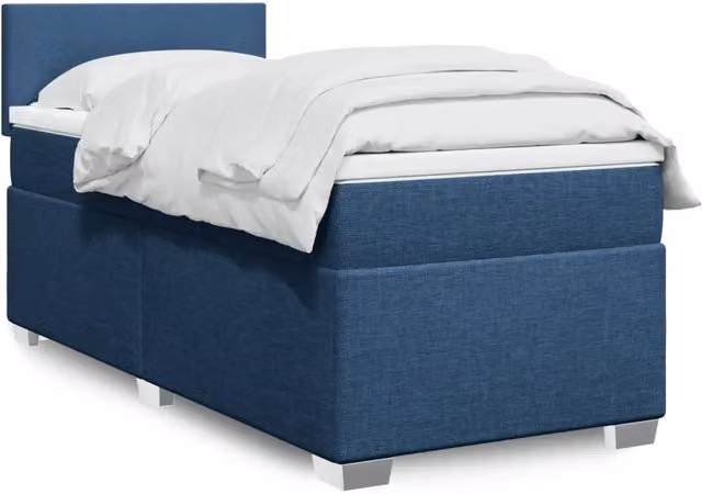 Letto Ibrido vidaXL con Materasso Blu e Bianco in Tessuto, L/P: 100 x 200 cm