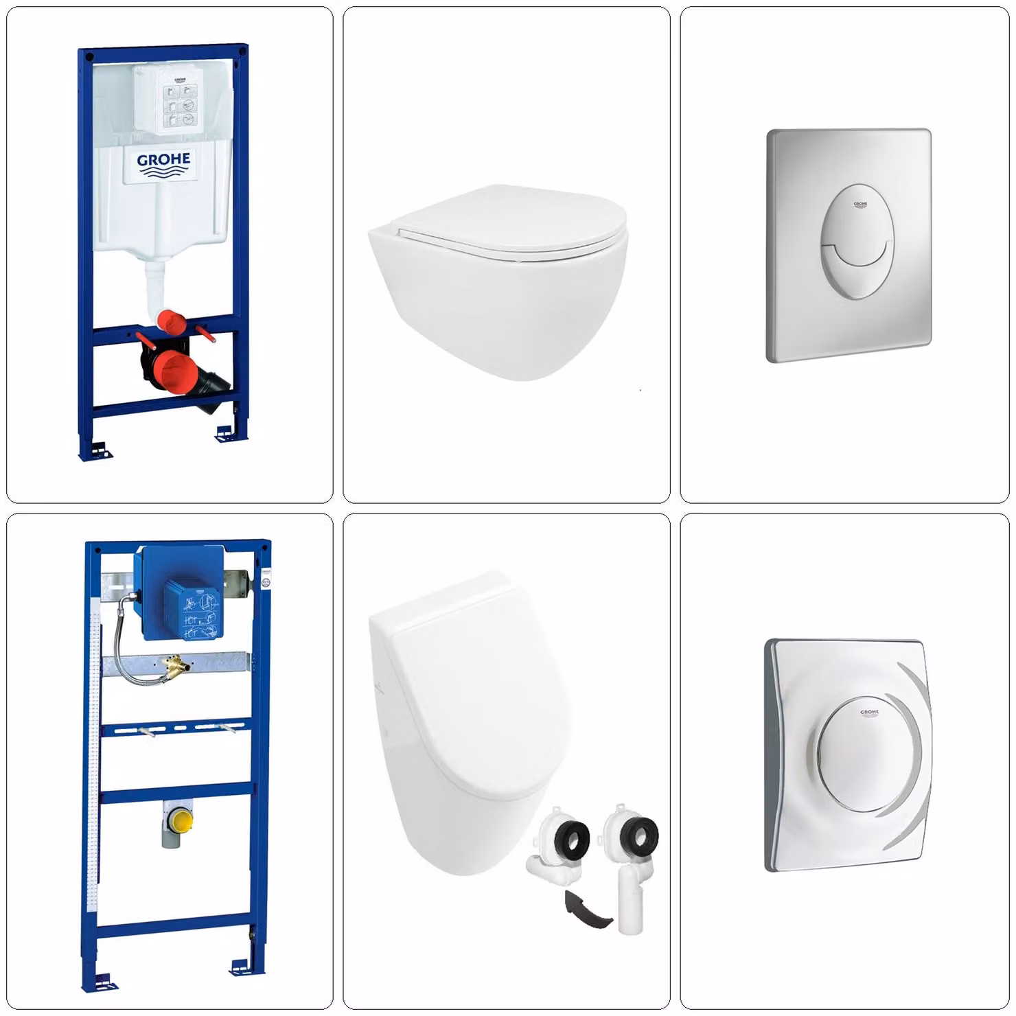 BB INFINITY WC sospeso senza bordo con orinatoio Villeroy & Boch Subway con accessori Grohe, cromo opaco