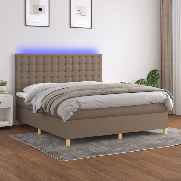 Maison Exclusive - Letto a Molle con Materasso e LED Tortora 180x200 cm in Tessuto