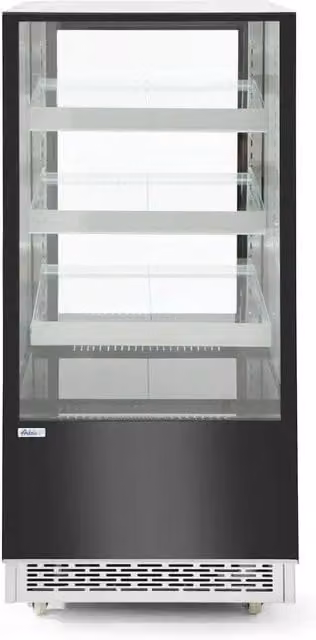 Vetrina refrigerata HENDI in acciaio inox e vetro con 3 ripiani inclinati, colore nero