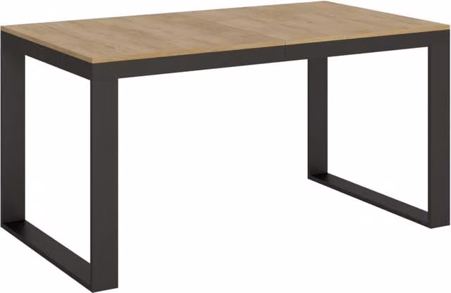 Tavolo allungabile moderno Itamoby in finitura quercia e telaio antracite L: 160 cm, P: 90 cm, H: 77 cm (estendibile fino a 420 cm)