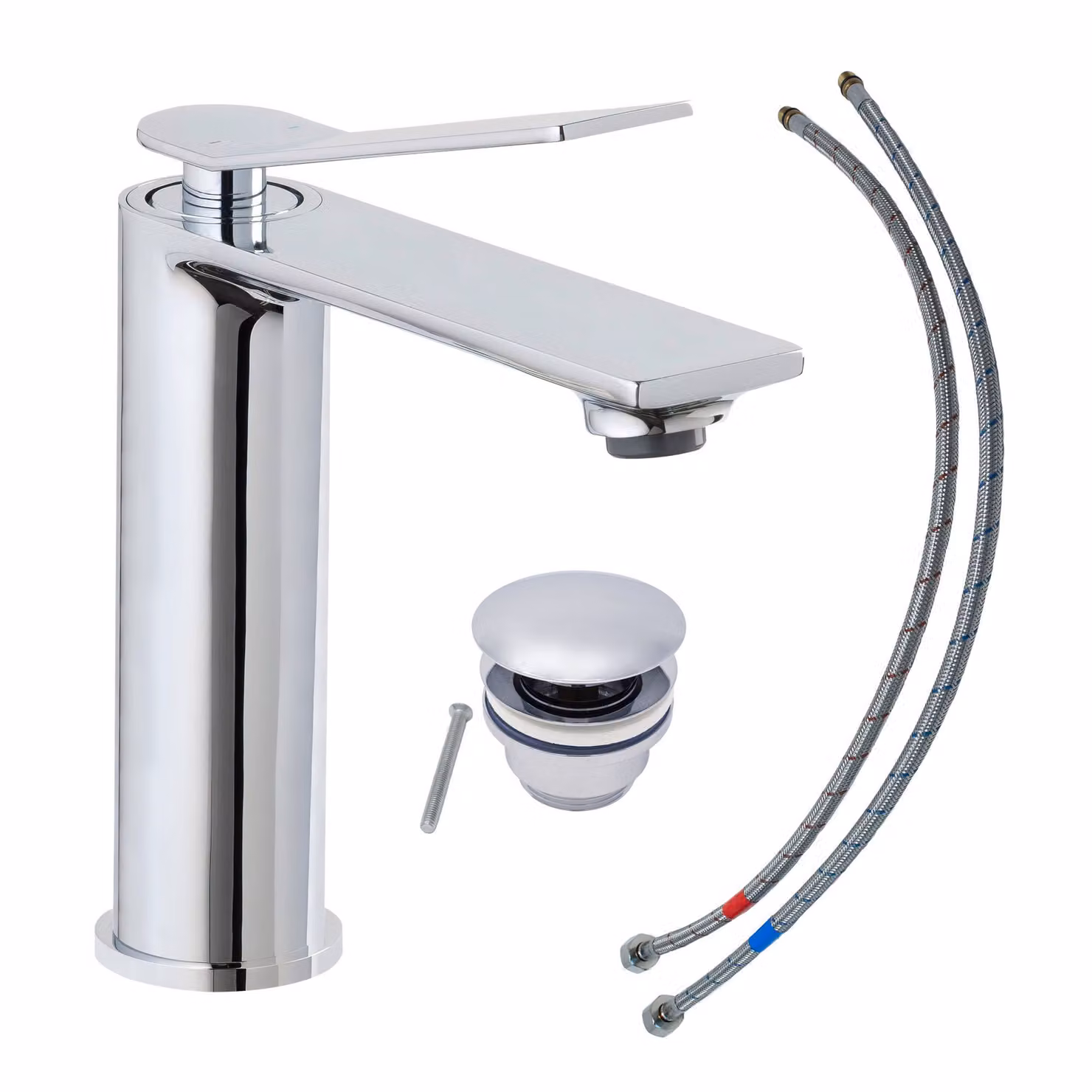 Miscelatore per lavabo della collezione SCHÖNER WOHNEN VIOLA M, cromo, rubinetto adatto ai lavabi a parete del vostro bagno