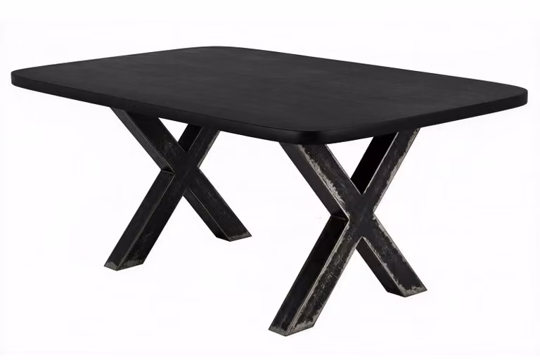 SIT Mobili Tavolo da pranzo 220x100 cm | Piano in mango nero da 30 mm | Base a X in metallo effetto invecchiato | L 220 x P 100 x H 75 cm | 16152-11 | Serie TABLES & CO