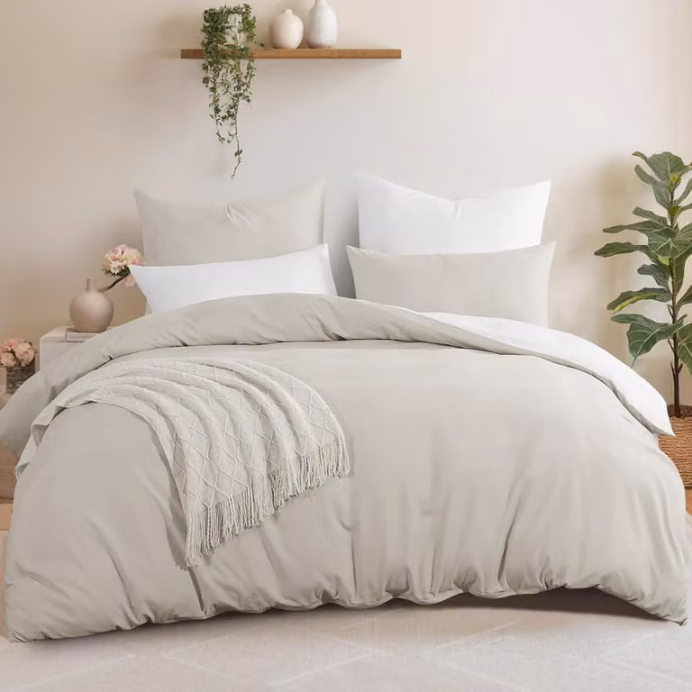 Copertura per rete letto, 220x240 cm, beige/bianco