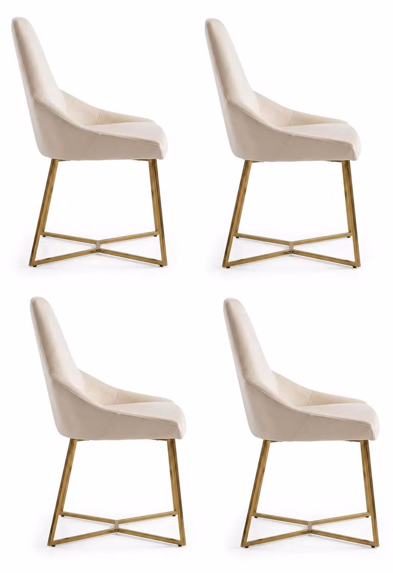 Set di 4 sedie, colore beige, design moderno, adatte all'allattamento, pratiche, eleganti e funzionali