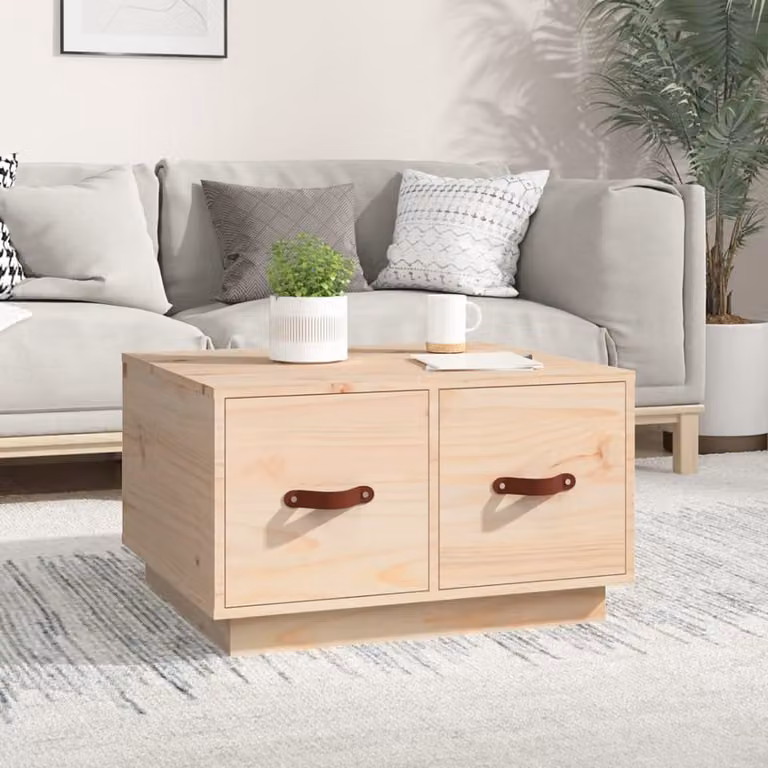 Tavolino The Living Store 60x53x35 cm in legno di pino massiccio