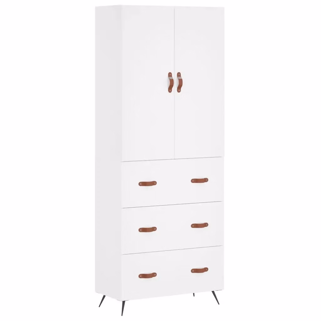 Credenza moderna bianca vidaXL a parete in legno e metallo L: 69,5 cm, P: 34 cm, H: 180 cm – 2