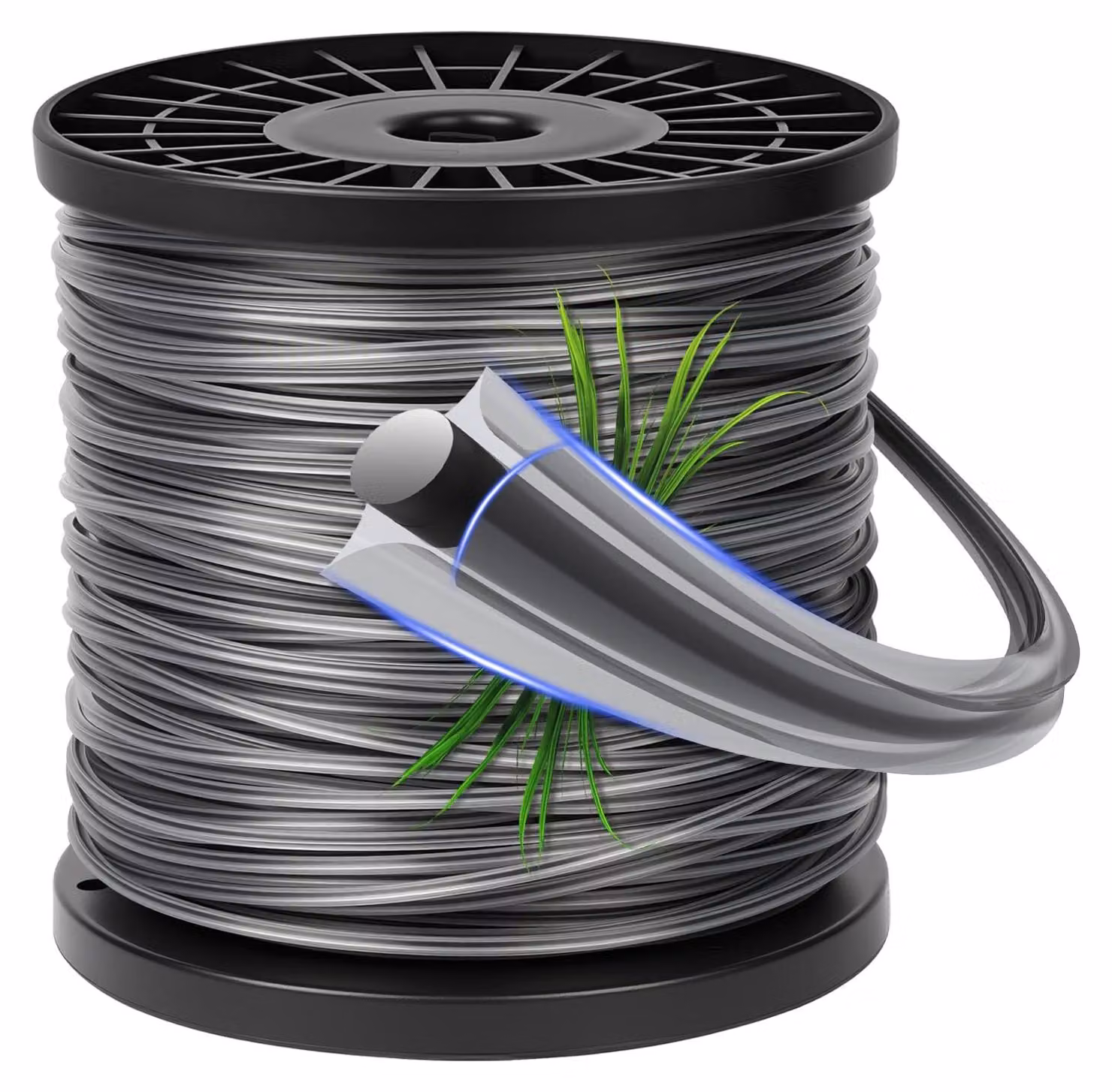 Filo di nylon per tagliaerba, 2,0 mm x 100 m, a cinque punte, per giardini e parchi