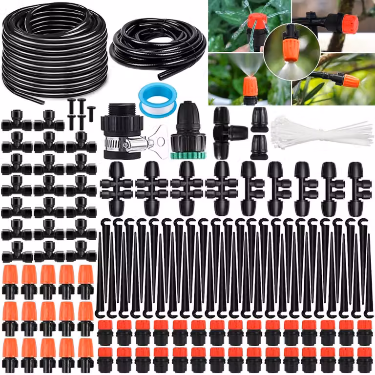 Sistema di irrigazione per giardino, set di irrigazione a goccia automatico, 50 metri + 15 metri