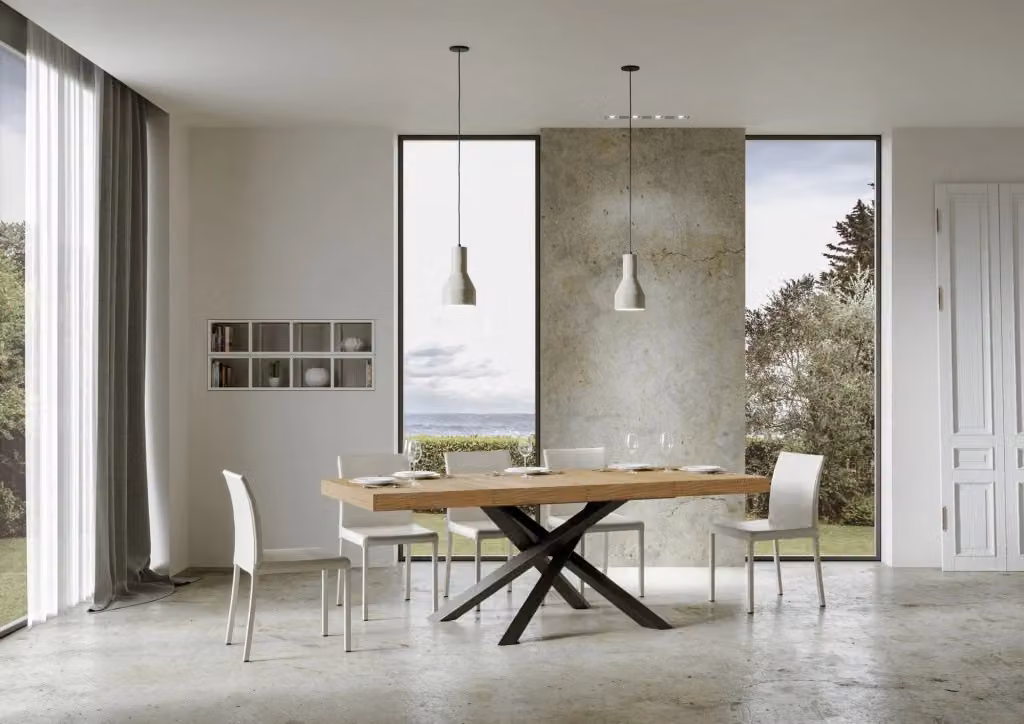 Tavolo allungabile moderno Itamoby in finitura quercia e telaio antracite L/P: 130 x 90 cm, estensibile fino a 390 cm – 2