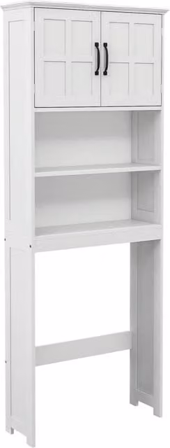 Mobile salvaspazio sopra WC Xylo bianco con ante e ripiani regolabili L: 66 cm, P: 23 cm, H: 178 cm