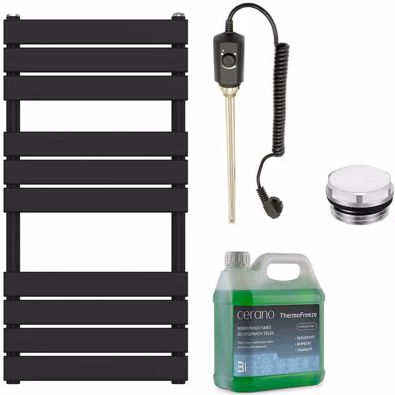 Set di radiatori elettrici da bagno Claude - 300W - nero opaco - 1000x500 mm