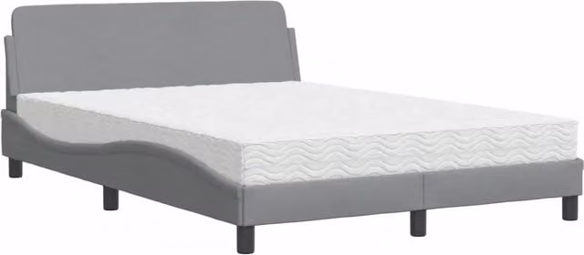 Letto matrimoniale | Letto per adulti | Letto con Materasso Dover Grigio Chiaro 140x190cm Tessuto
