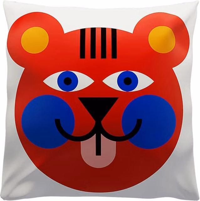 Cuscino Quadrato Qeeboo Orso Milu Multicolore con Grafica Animali in Poliestere L/P: 45 x 45 cm
