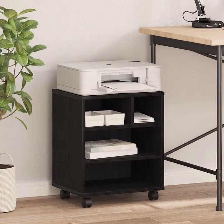 vidaXL Supporto per Stampante Moderno in MDF Nero L: 41 cm, P: 32 cm, H: 48 cm