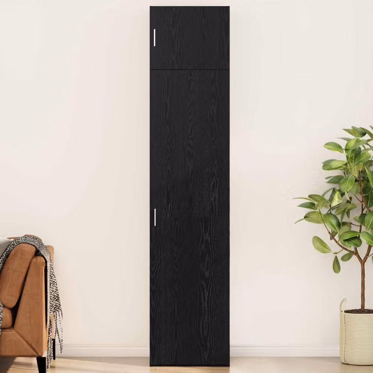 Set di 2 credenze moderne vidaXL in rovere nero, L 50 cm x P 41 cm x H 225 cm