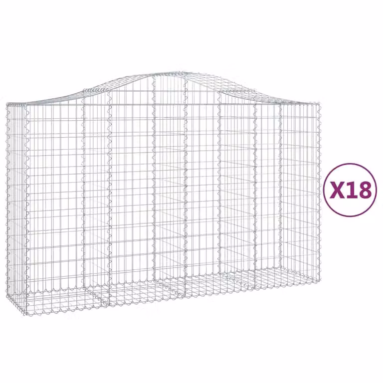 Cesti Gabbioni ad Arco 18 pz 200x50x120/140 cm Ferro Zincato