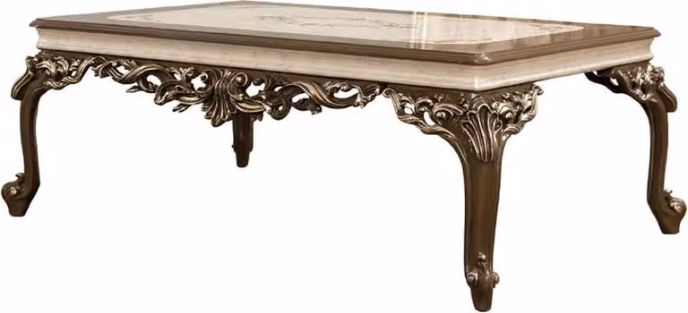 Casa Padrino Tavolino barocco marrone / color crema / oro - Tavolo da salotto in legno massiccio fatto a mano - Mobili da salotto barocchi - Nobile e magnifico
