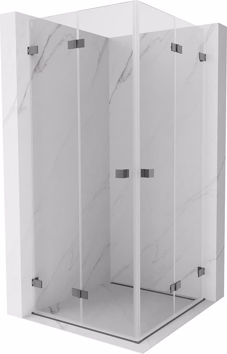 Mexen Lunar-F Duo cabina doccia pieghevole 75 x 75 cm, trasparente, gun metal - 836-075L-075P-95-00