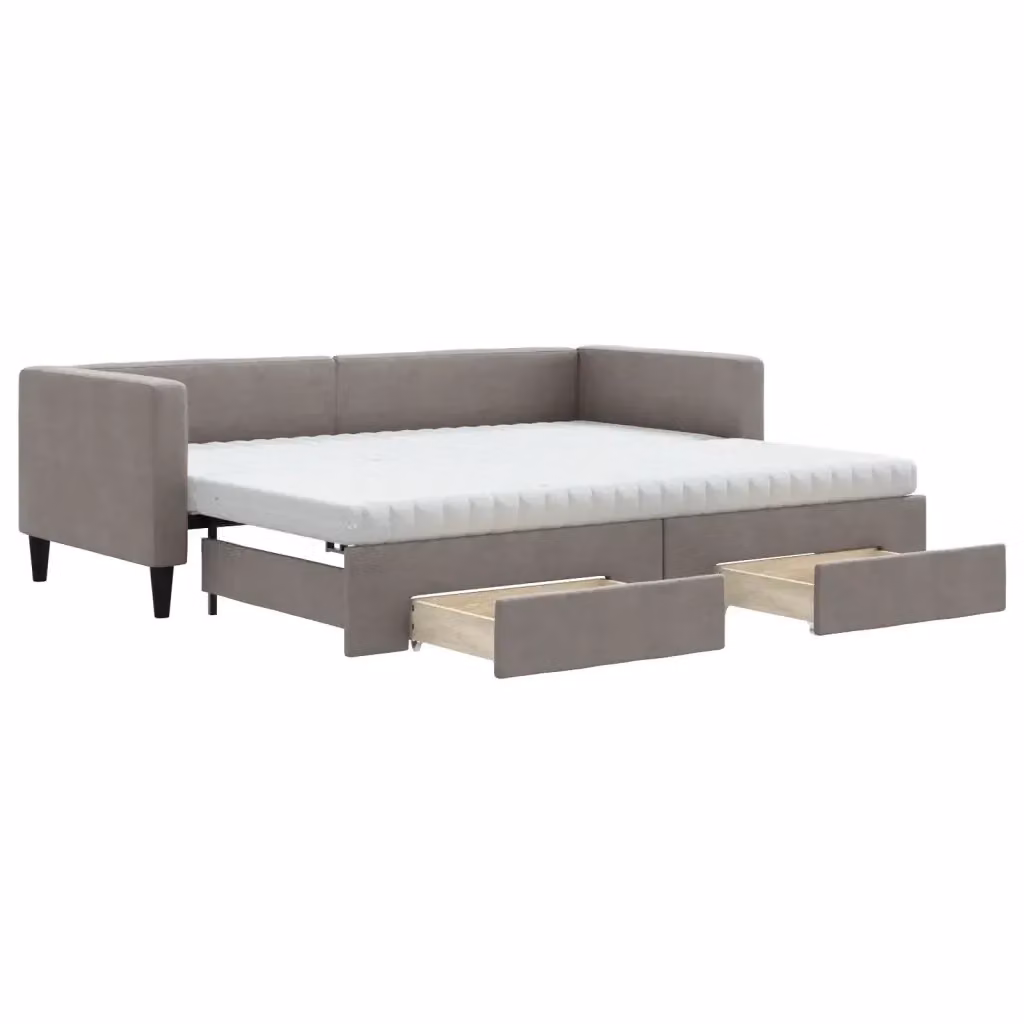 Divano Letto Estraibile con Cassetti vidaXL in Tessuto Beige o Grigio per Soggiorno e Camera da Letto – 2