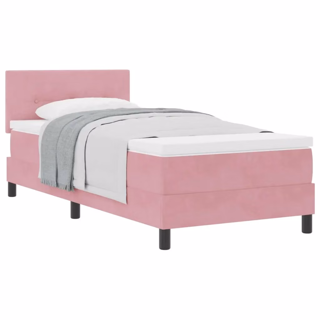 Letto a molle con testiera in velluto rosa vidaXL L/P/H: 203 x 90 x 140 cm – 2