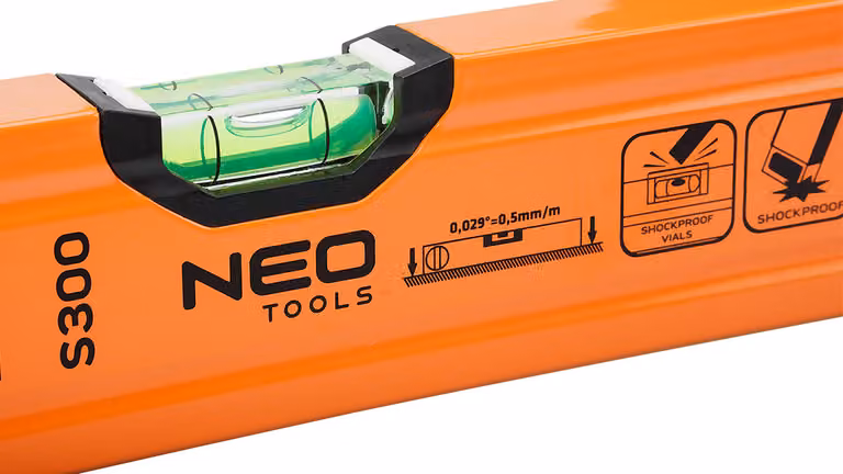 Livella in alluminio Neo Tools S 300, 3 fiale, 180 cm 71-137, precisione 0,029° = 0,5 mm/m