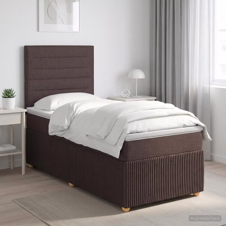 Maison Exclusive - Letto boxspring con materasso marrone scuro 90 x 200 cm Tessuto