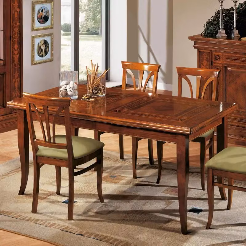 Tavolo rettangolare allungabile classico con intarsio in legno Mobili 2G marrone L: 170 cm, P: 90 cm, H: 78 cm – 2
