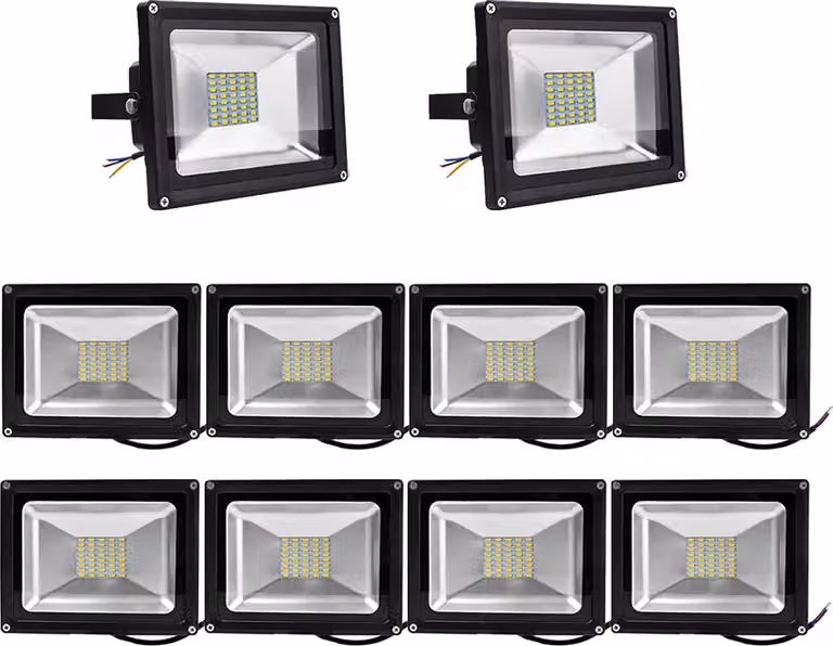 10 pezzi 30W SMD LED faretti proiettori, Greenmigo IP65 proiettori fari da cantiere faretti bianchi caldi faretti da esterno 85-265V AC