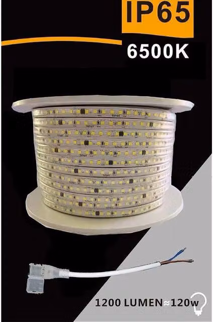 Trade Shop - Striscia Led 3535 220v 12w/mt 120led/mt 100 Mt 8mm Vari Colori Di Luce 3535-120d - -bianco Freddo -