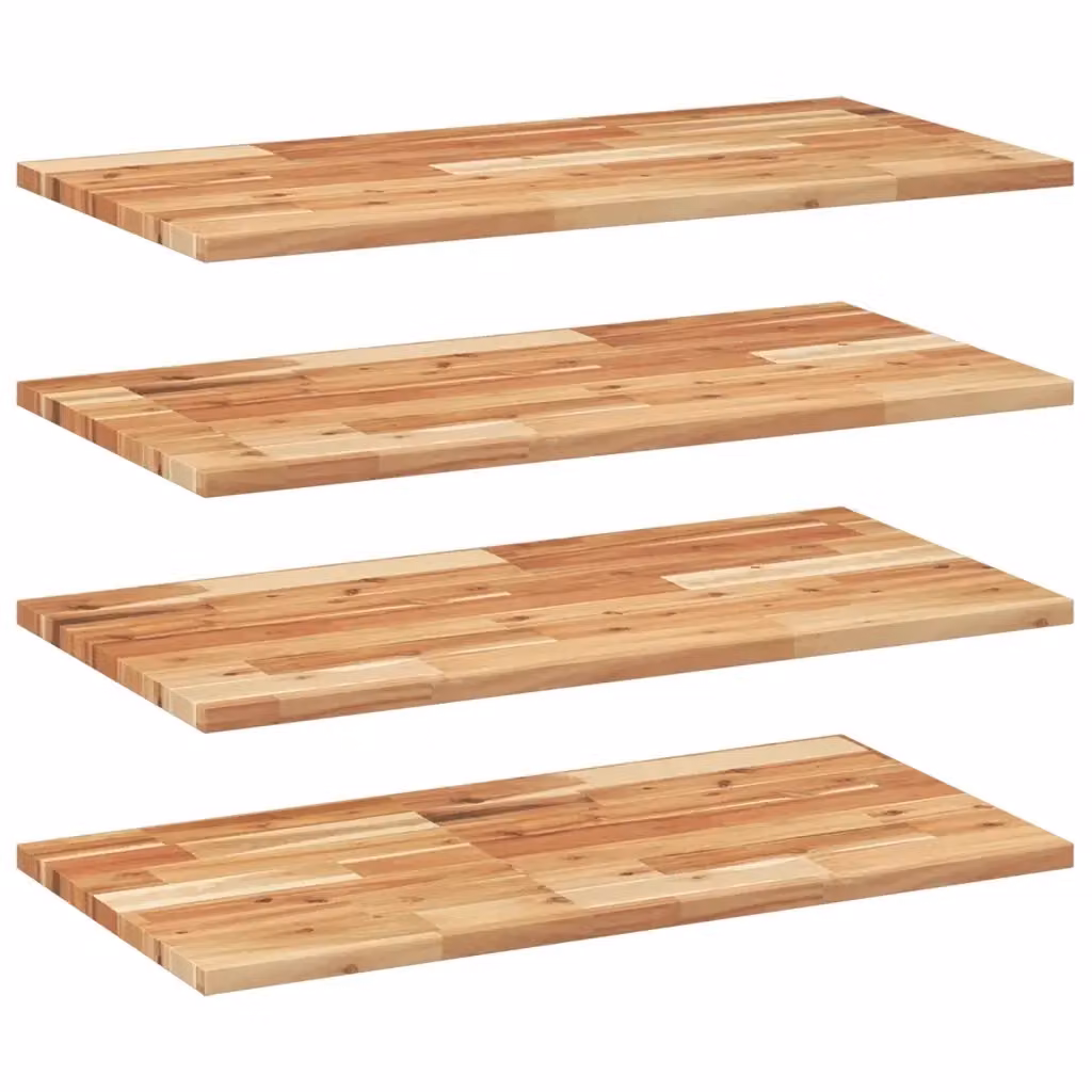 Set di 4 mensole da parete vidaXL in legno di acacia marrone rifinito a olio, L 100 x P 40 x H 2 cm