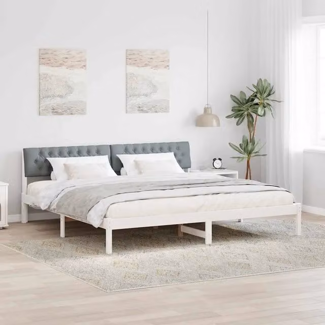 Struttura del Letto Bianco e grigio chiaro 200 x 200 cm 3394342
