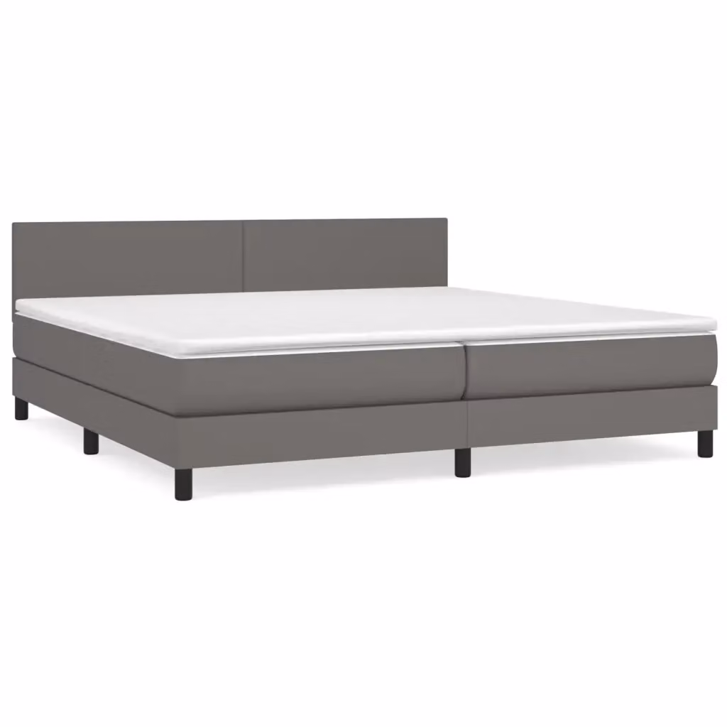 Letto a molle con materasso ibrido vidaXL in similpelle grigio e bianco L/P: 200 x 200 cm – 2
