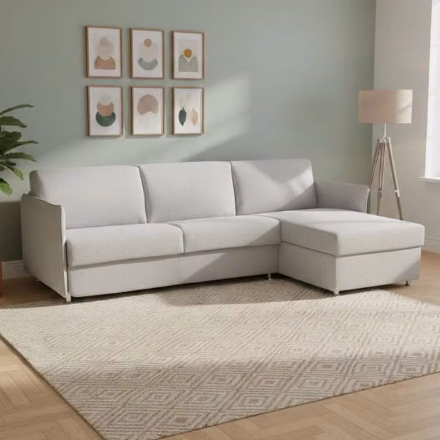 Divano Letto Sumirago DMORA con Penisola Sfoderabile Made in Italy, Grigio, L/P: 260 x 160 cm – 1