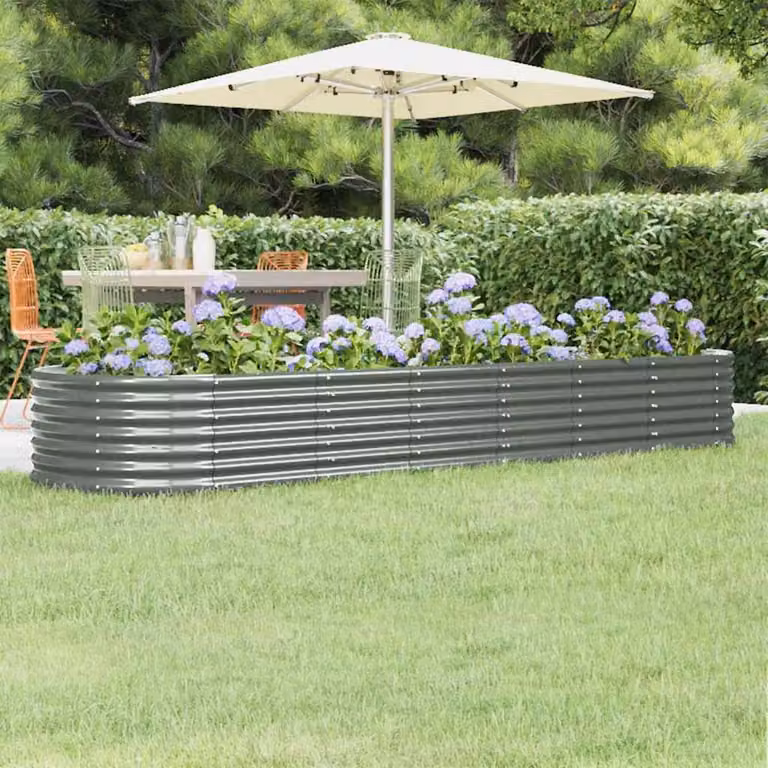 Letto rialzato da giardino vidaXL in acciaio zincato grigio L: 296 cm, P: 80 cm, H: 36 cm